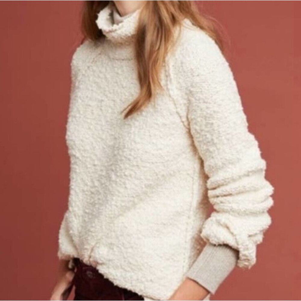 Moth Anthropologie Juliette Cream Turtleneck Chunky Knit Sweater Womens XS